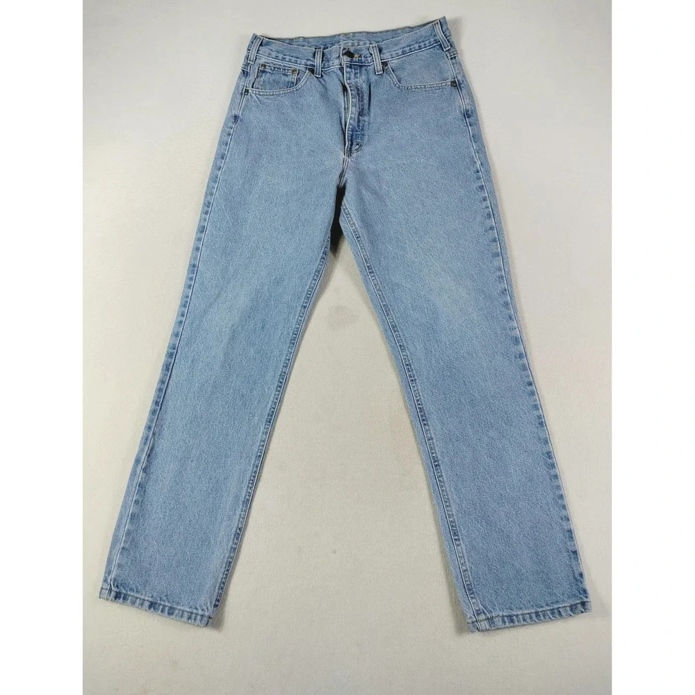 Carhartt Jeans Mens 35‎ Light Wash Blue Straight Leg Denim Workwear Casual